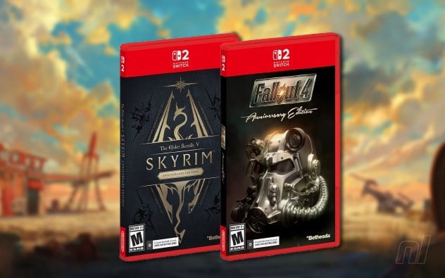 Boxed Bethesda game cases for Fallout 4 and Skyrim on Switch 2