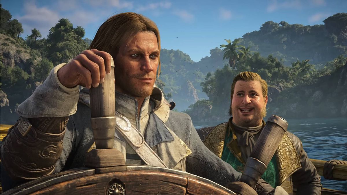 Edward Kenway's ship sailing at sea in Assassin's Creed 4 Black Flag
