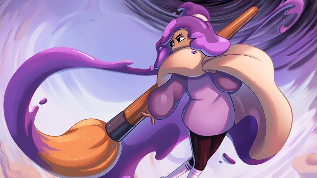 Constance moving through a colorful painted fantasy world on Nintendo Switch