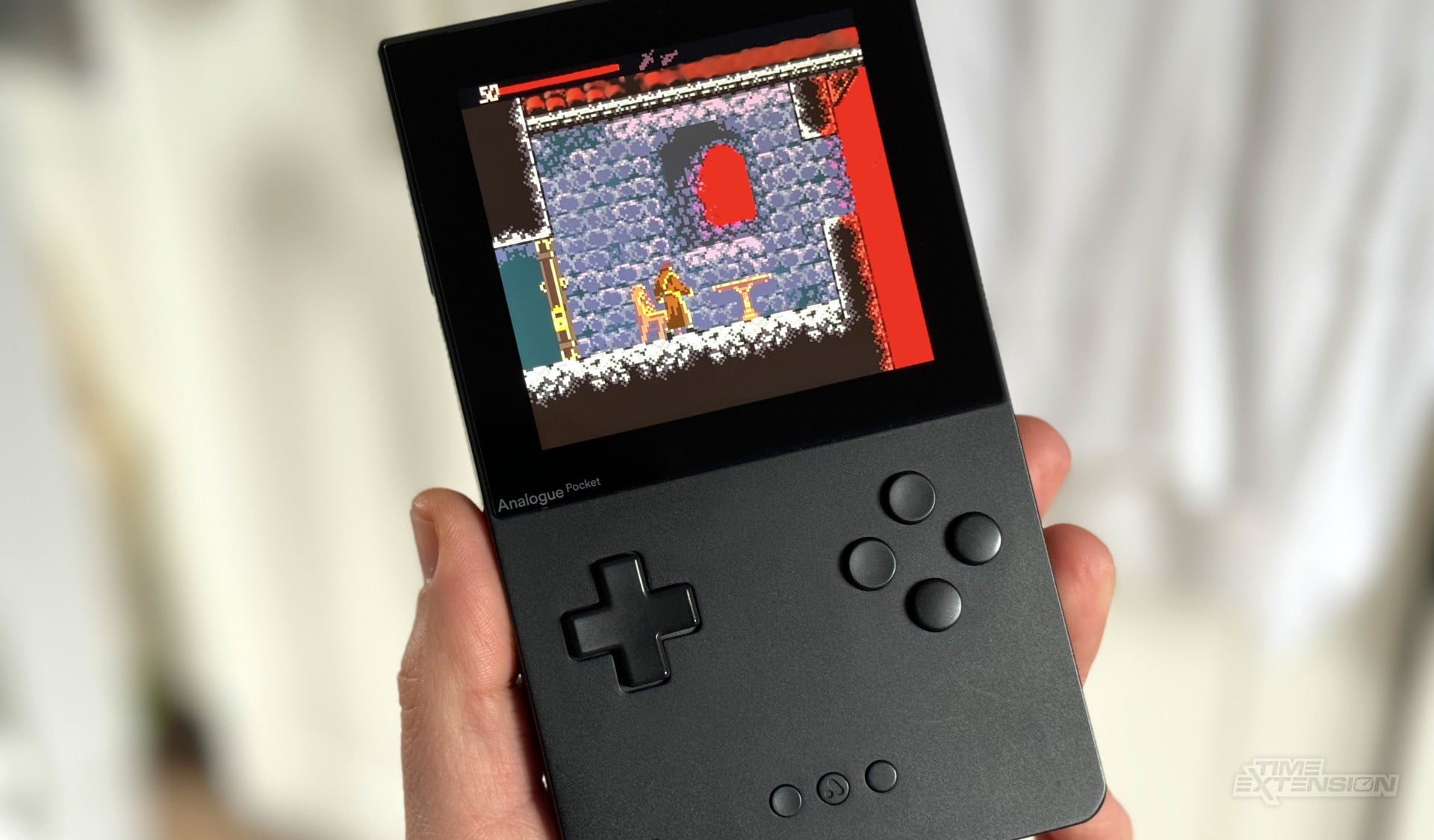 A Game Boy-style Dracula adventure screen inspired by classic vampire action games.