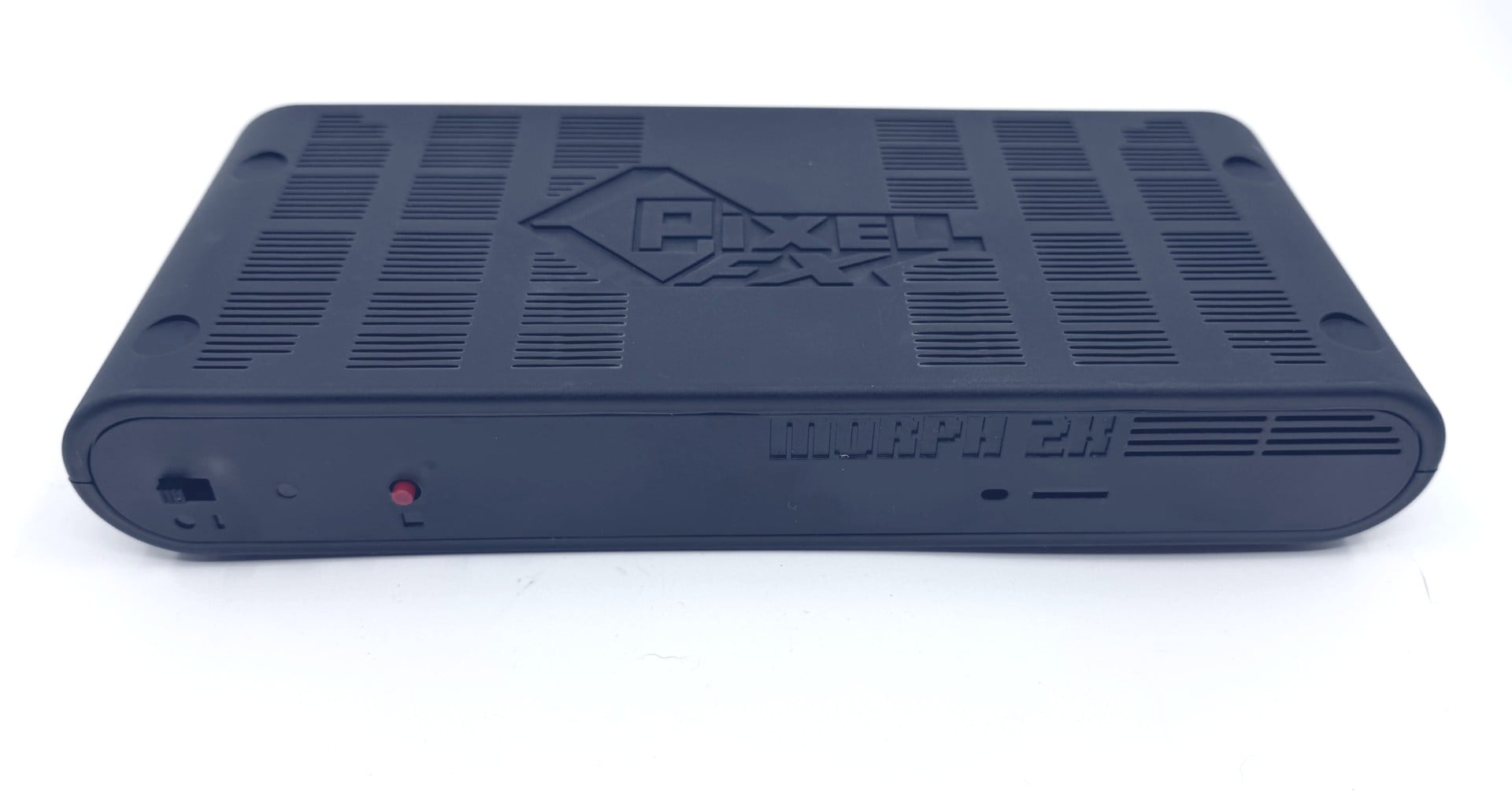 Pixel FX Morph 2K upscaler shown as a compact device for retro console video output