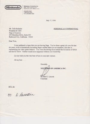 Howard Lincoln Letter