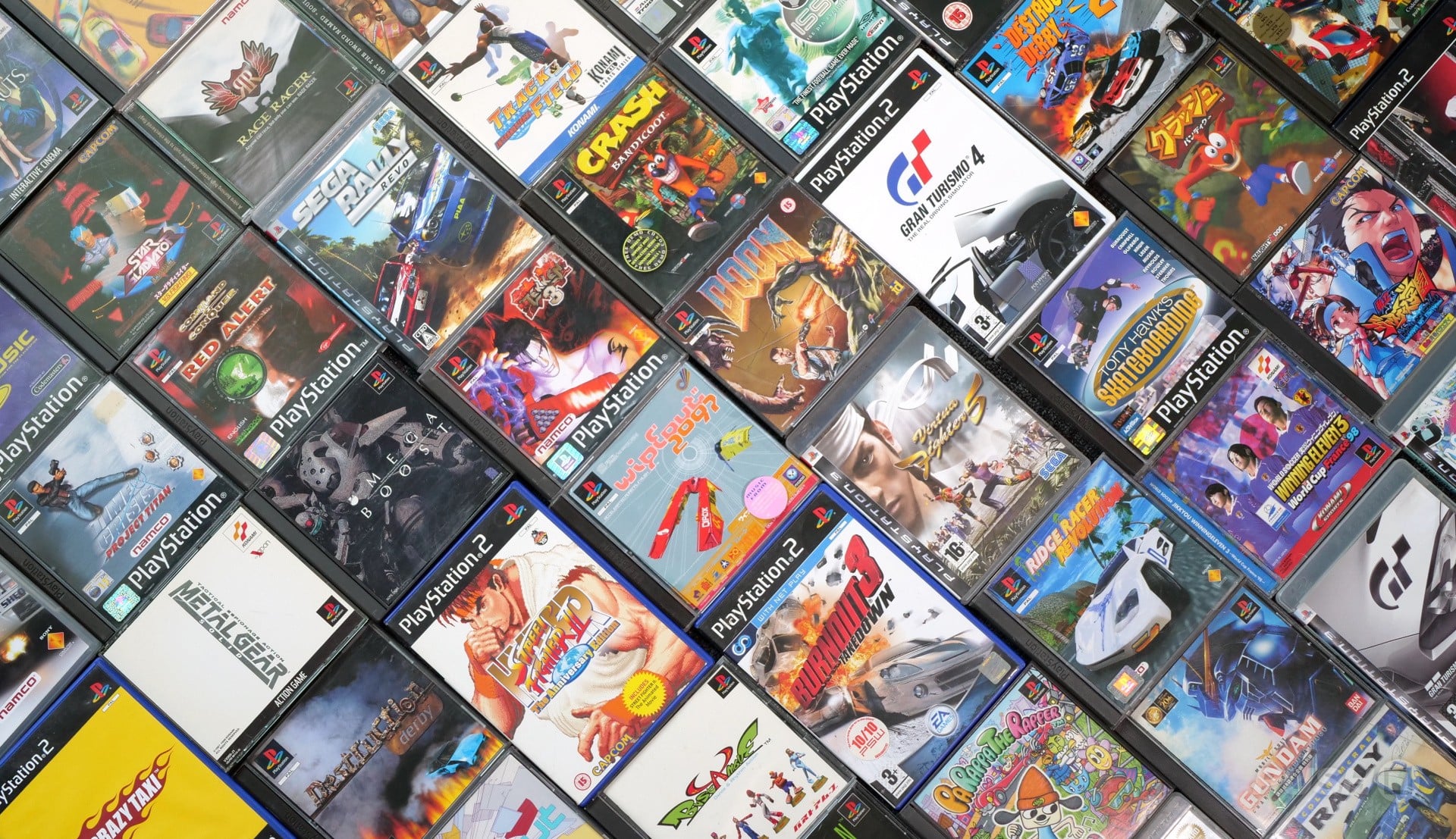 A PlayStation preservation presentation slide showing several classic Sony game franchises.