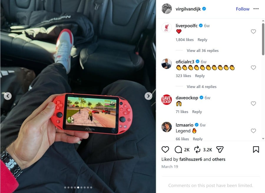 Random: Liverpool Footballer Virgil van Dijk Prefers PS Vita to Steam Deck, Switch 2 2