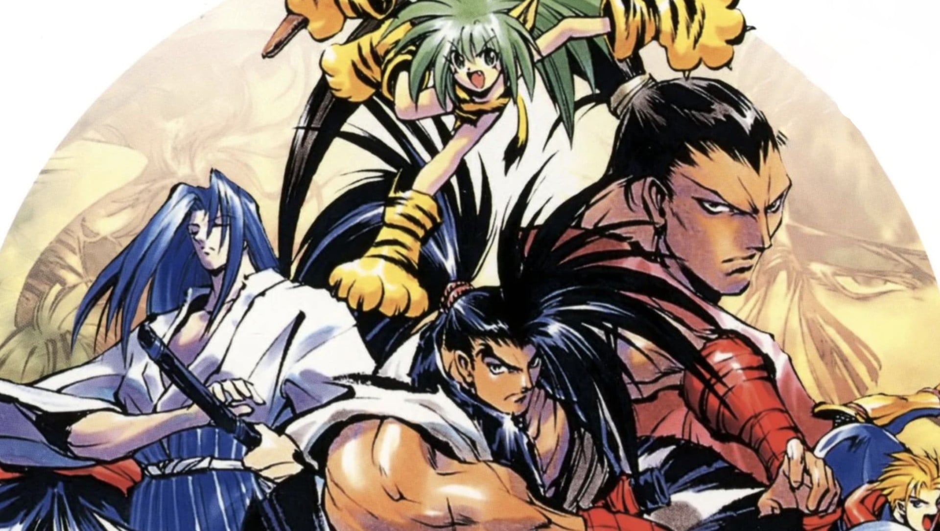 Sega Saturn and PlayStation era artwork style for Samurai Spirits RPG