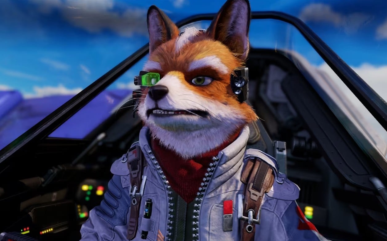 Fox McCloud and the Star Fox team flying through space on Switch 2 promotional art