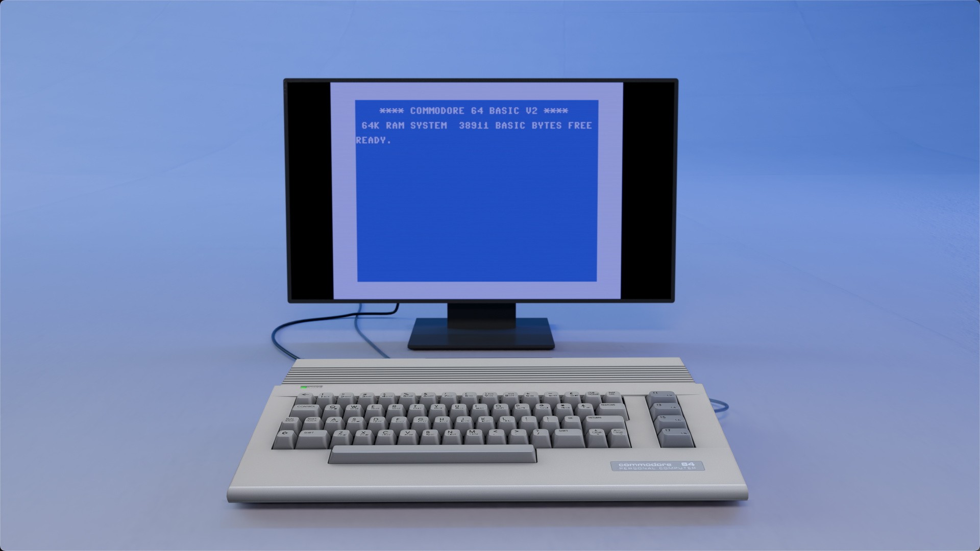 A Commodore 64C-style computer case shown as a retro hardware recreation