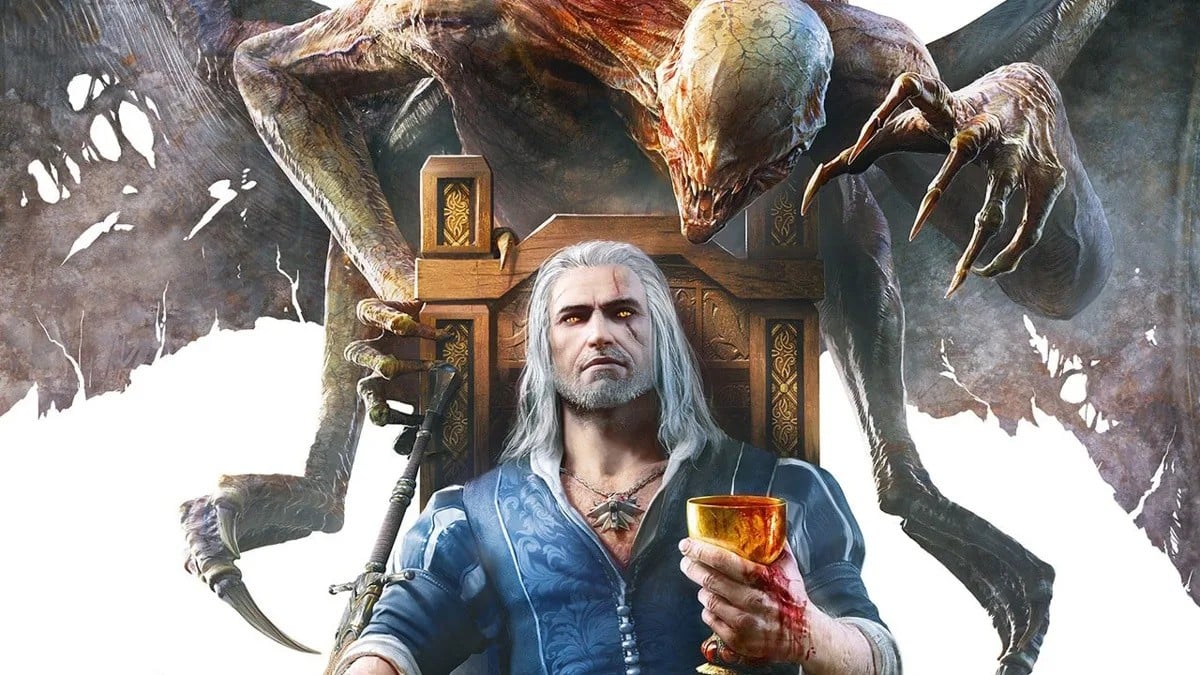Geralt from The Witcher 3 standing in a fantasy landscape tied to Blood and Wine memories.